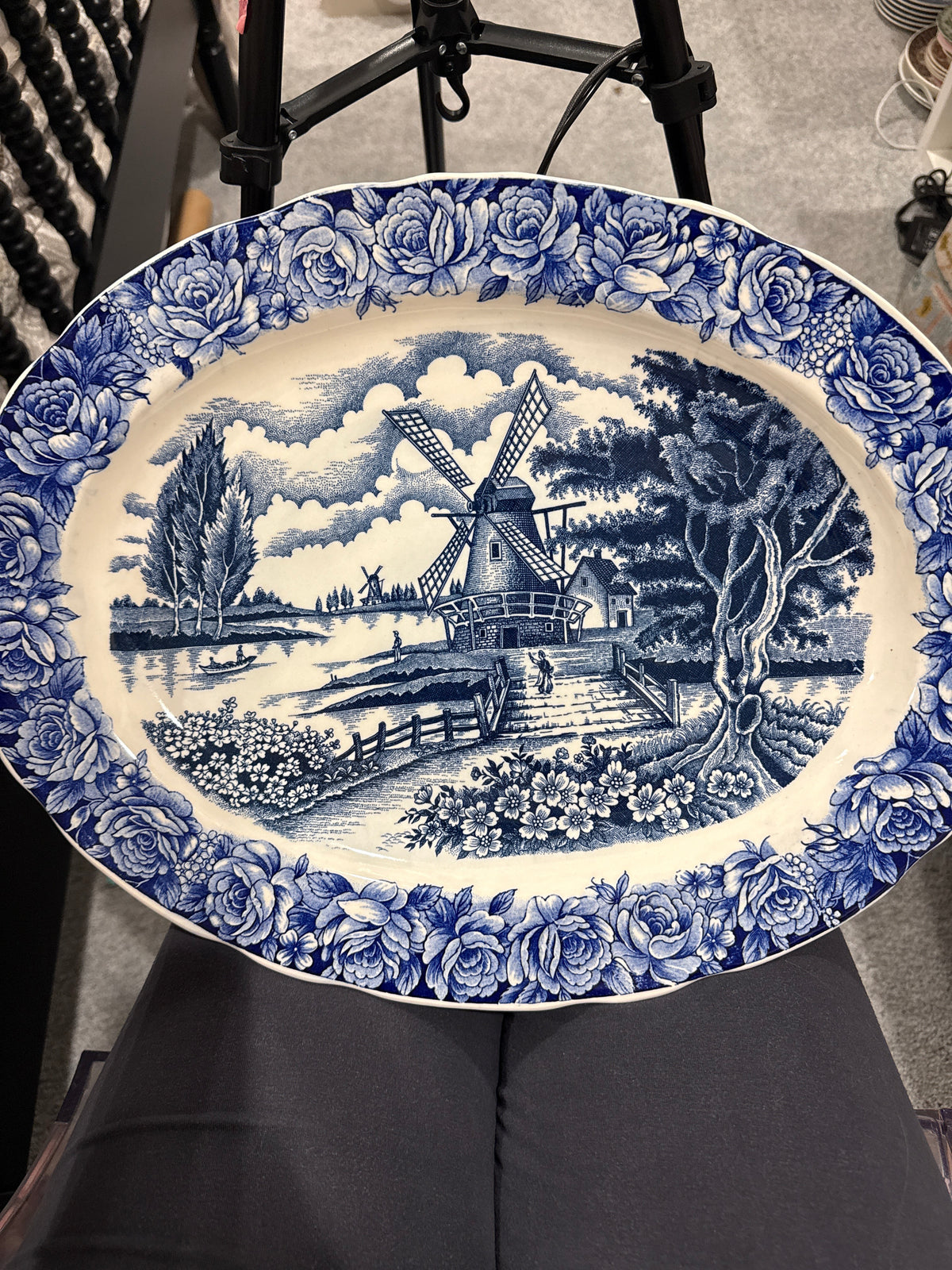 Blue and white Windmill Platter