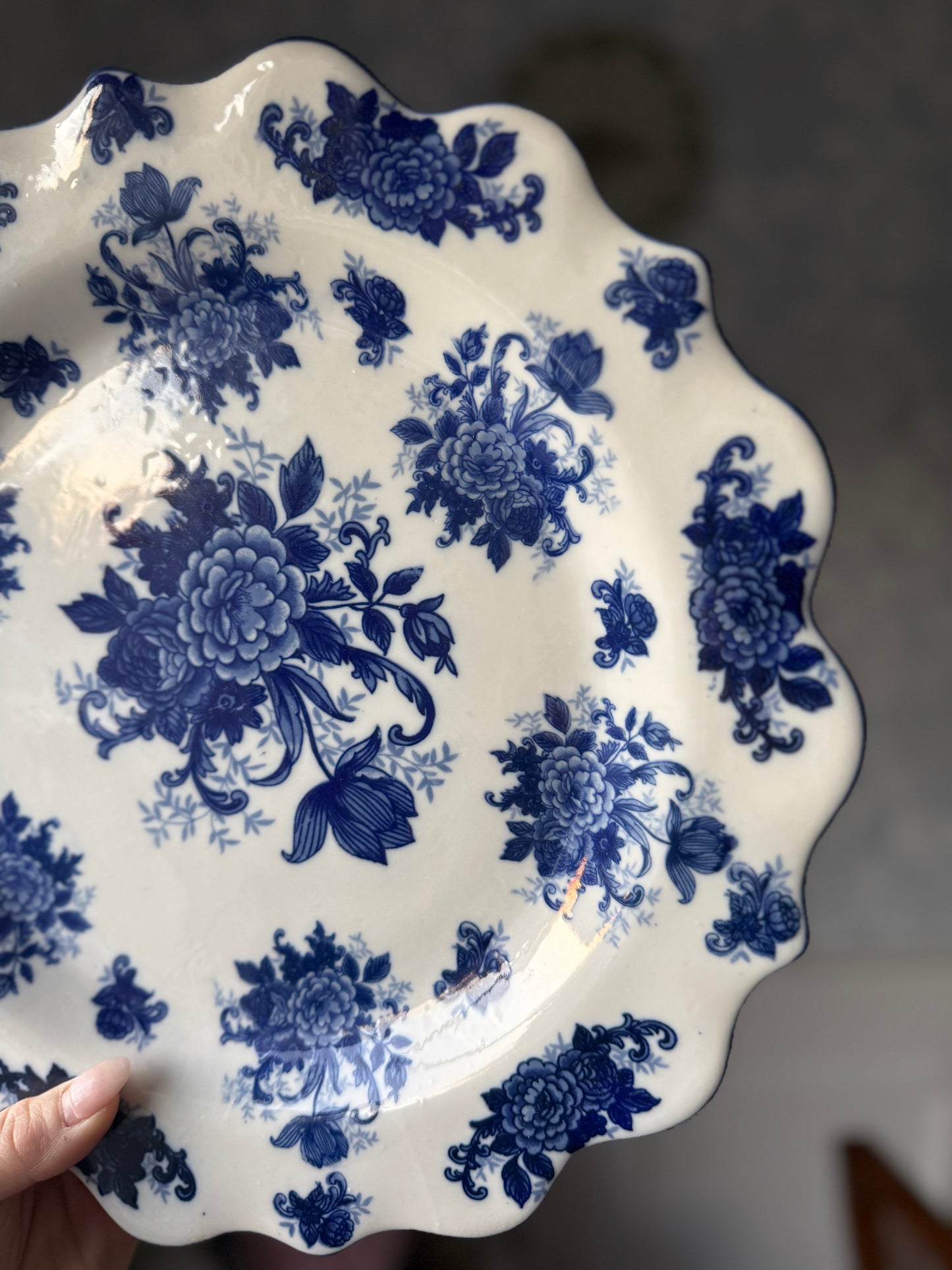 Scalloped Floral Ironstone Plate