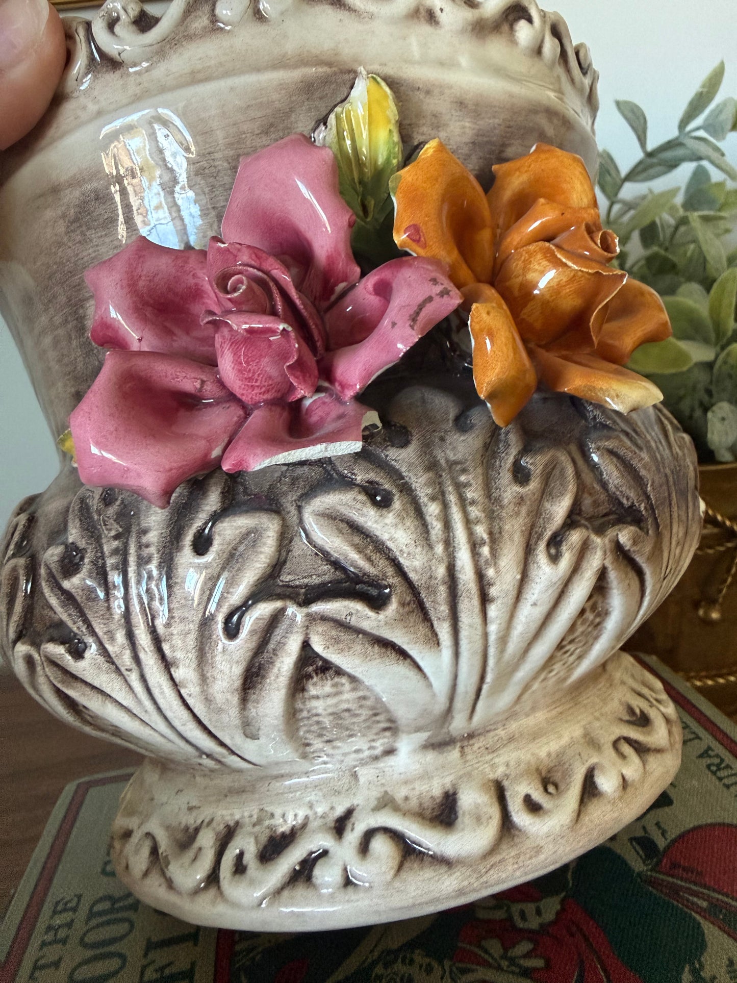 Vintage Capodimonte Floral Planter