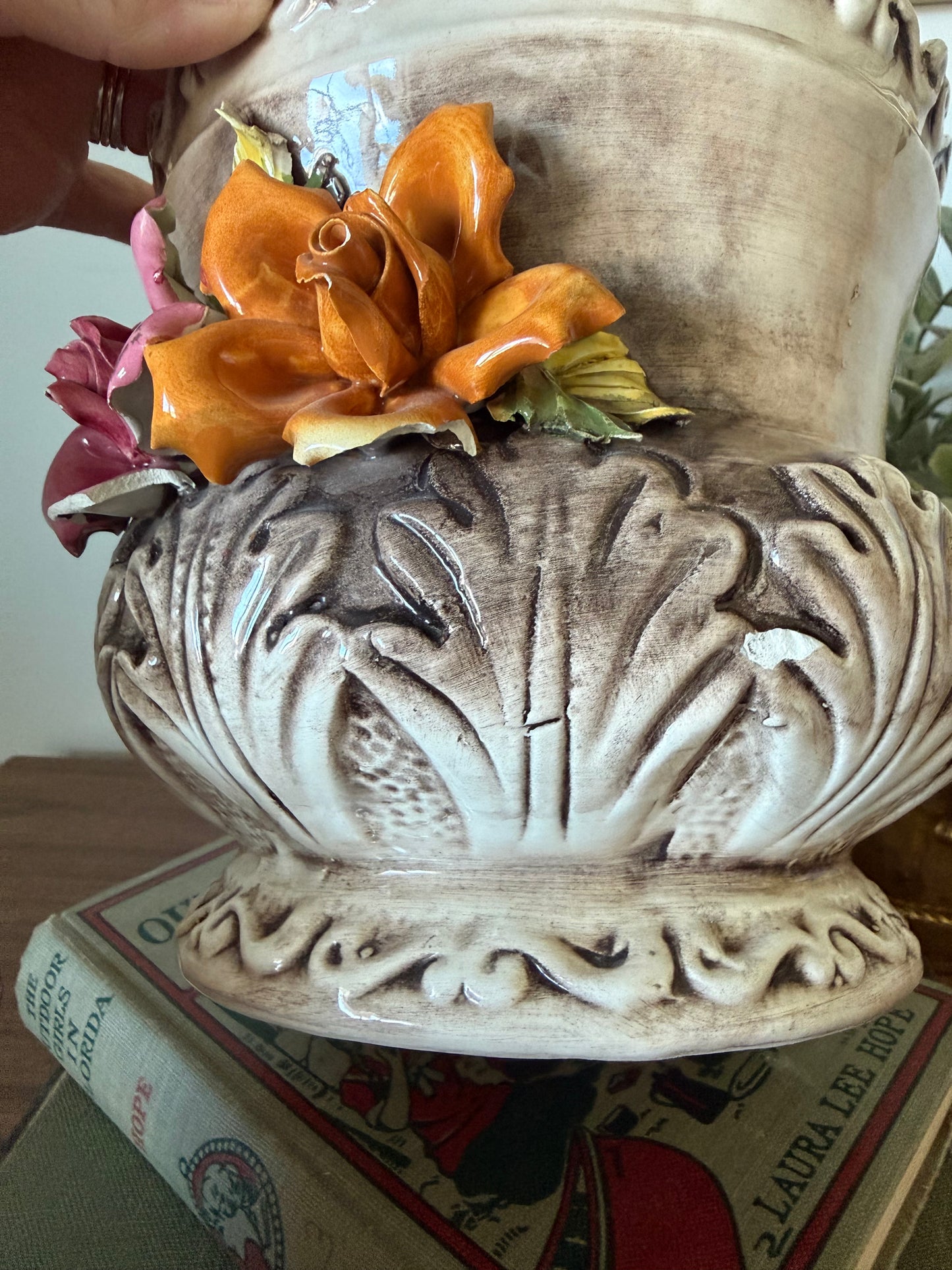 Vintage Capodimonte Floral Planter