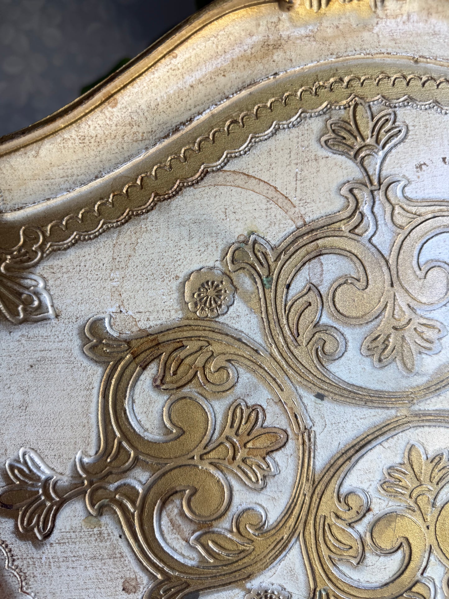 Cream Florentine Handled Tray