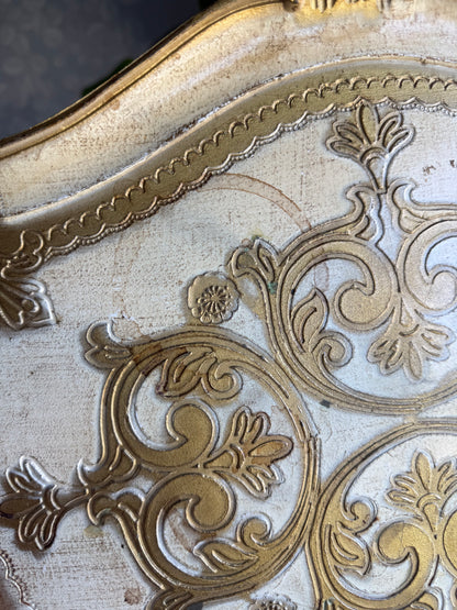Cream Florentine Handled Tray