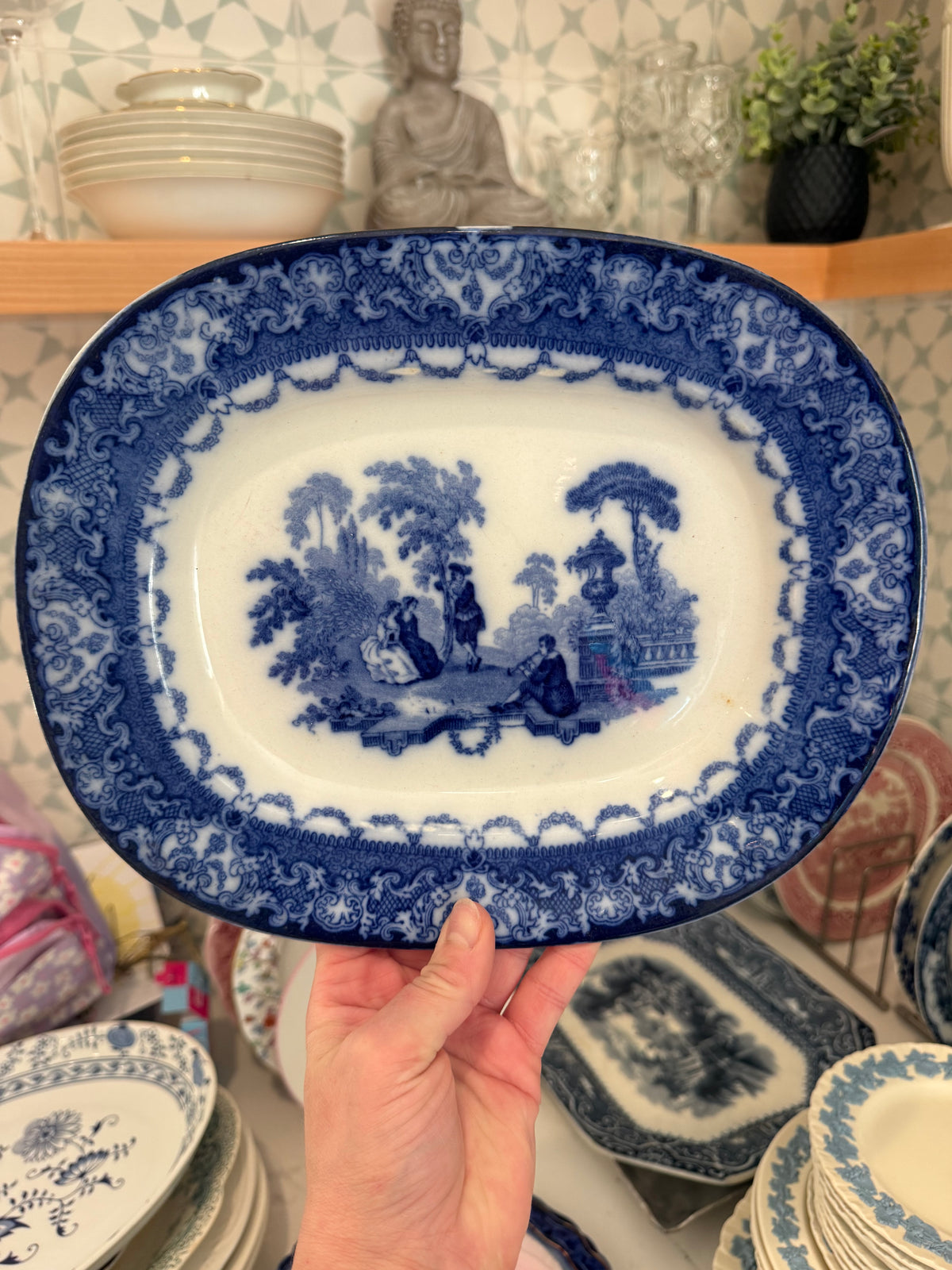 Blue and white Transferware Platter