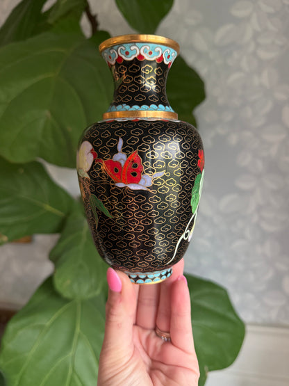 Cloissone Vase with butterfly detail