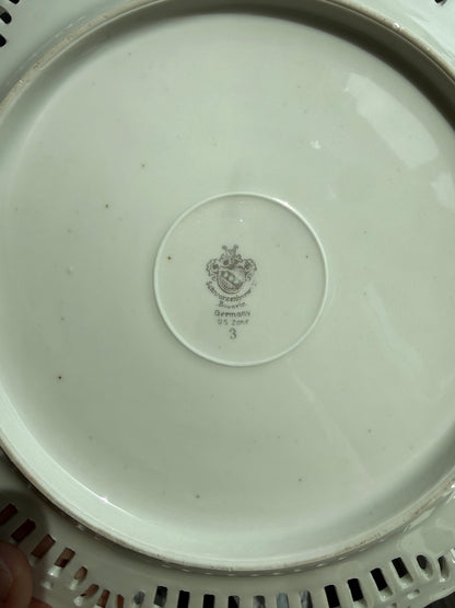 Vintage Schwarzenhammer Bavaria Floral Reticulated Plate
