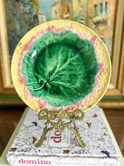 Antique Griften Smith and Etruscan Hill Majolica Maple Leaf Plate