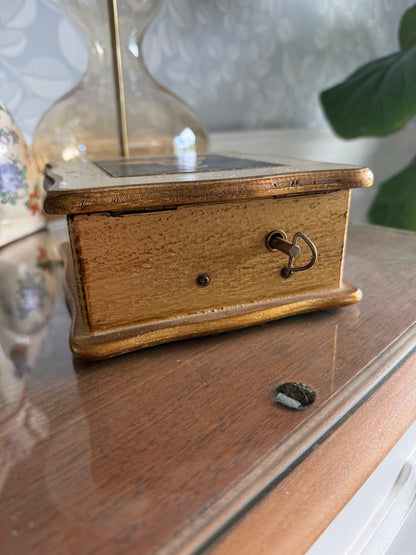 Florentine Jewelery/Music Box with Drawer