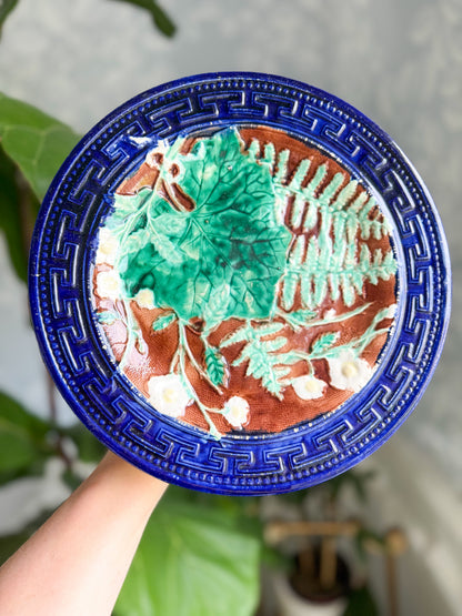 Vintage Fern Leaf Majolica Compote