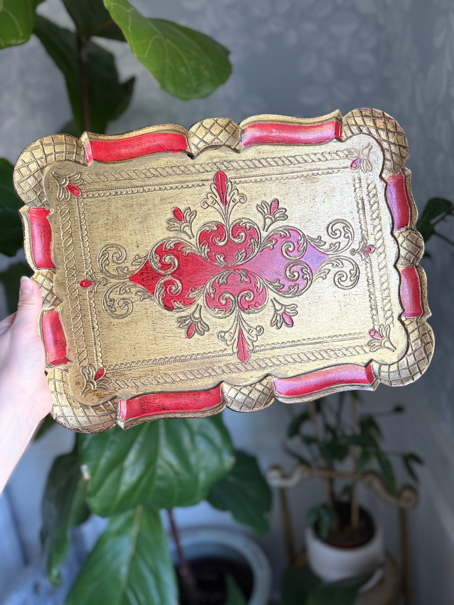 Florentine Tray with Red Detailing
