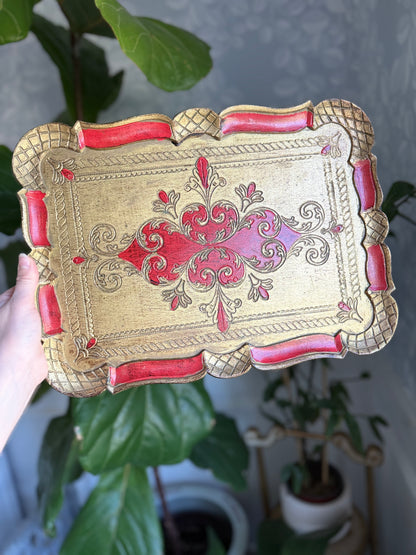 Florentine Tray with Red Detailing