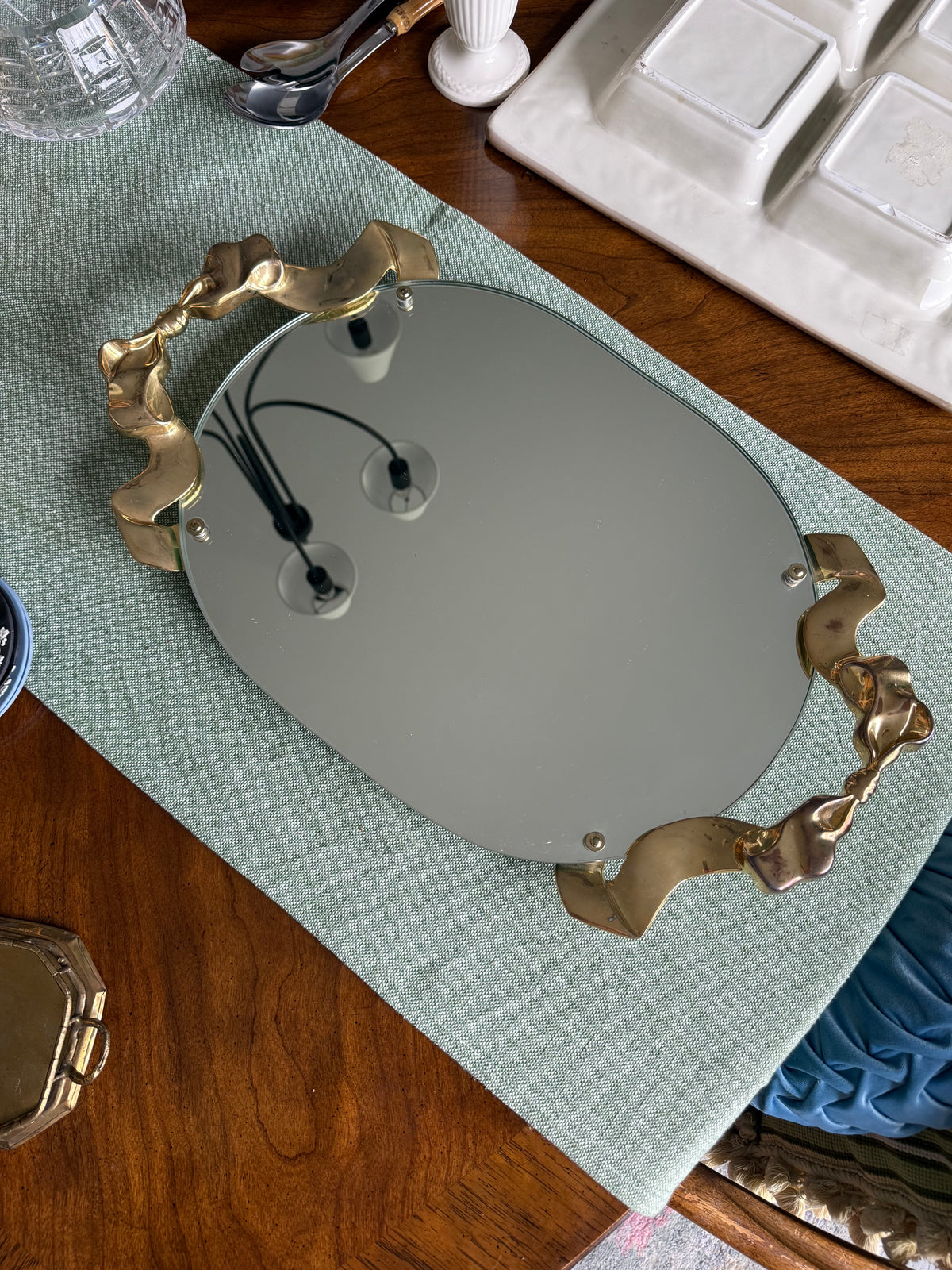Vintage Godinger mirrored vanity tray