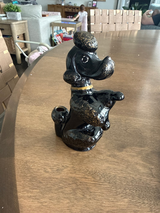 Black painted poodle figurine