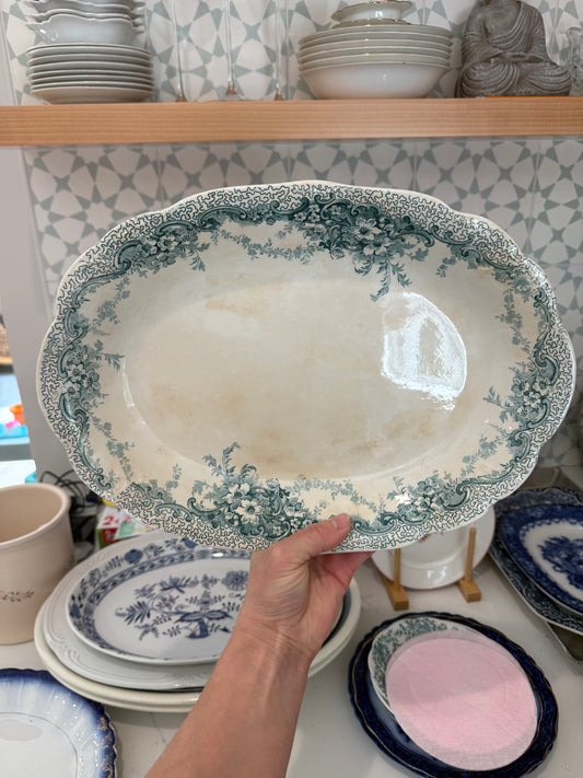 Teal Transferware Platter