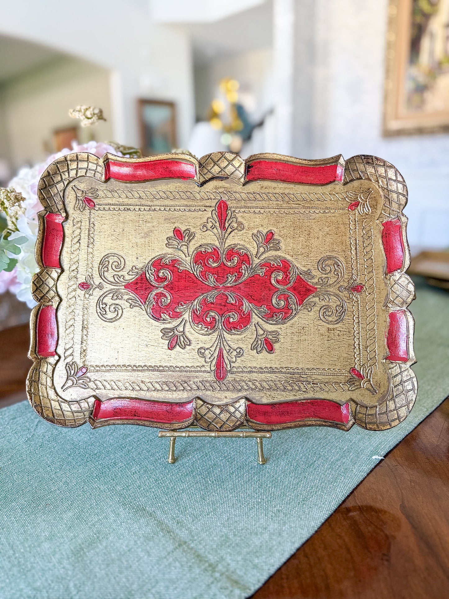 Florentine Tray with Red Detailing