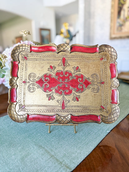 Florentine Tray with Red Detailing