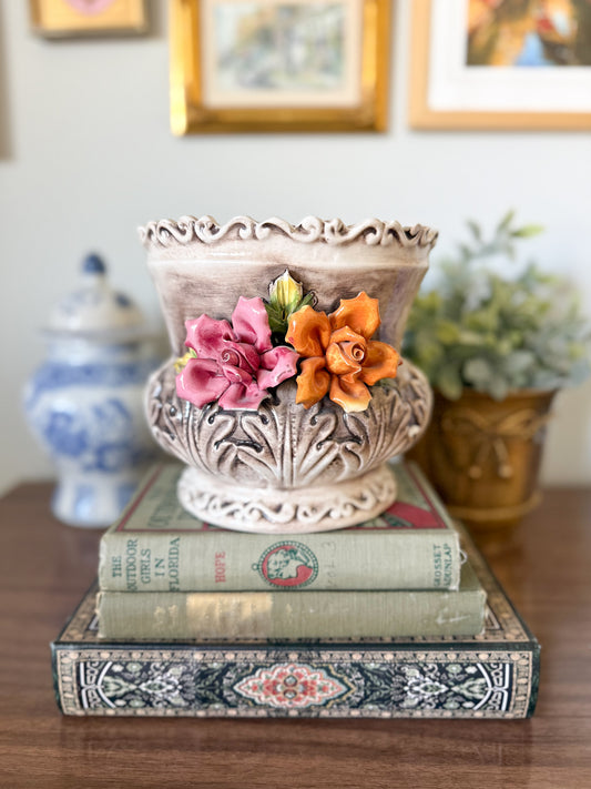 Vintage Capodimonte Floral Planter