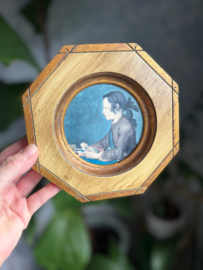 Florentine Style Wooden Art - Chardin “Boy Playing Cards”