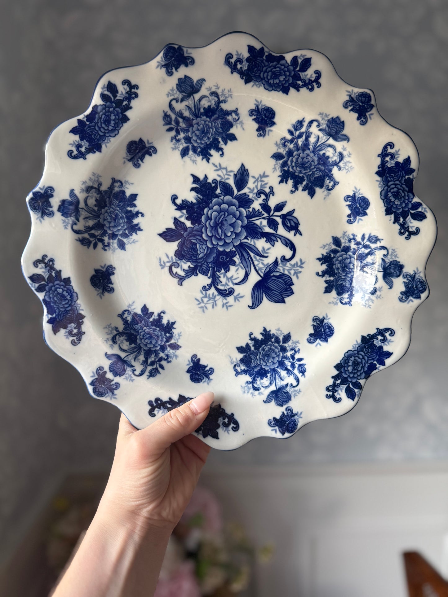 Scalloped Floral Ironstone Plate