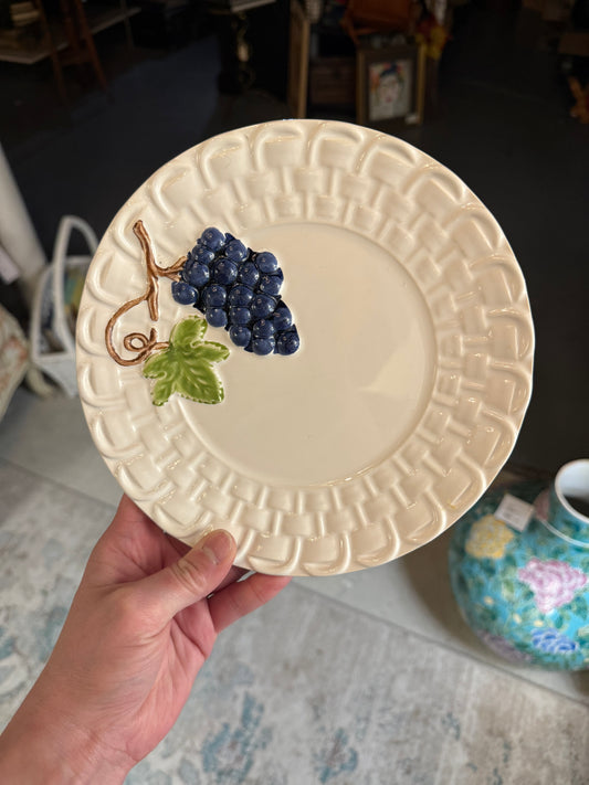 Grape Vine Plate with Basketweave Border