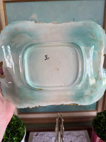 Antique Wedgwood Majolica Platter with Sunflower and Basket Pattern