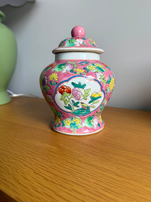 Pink famille rose temple jar